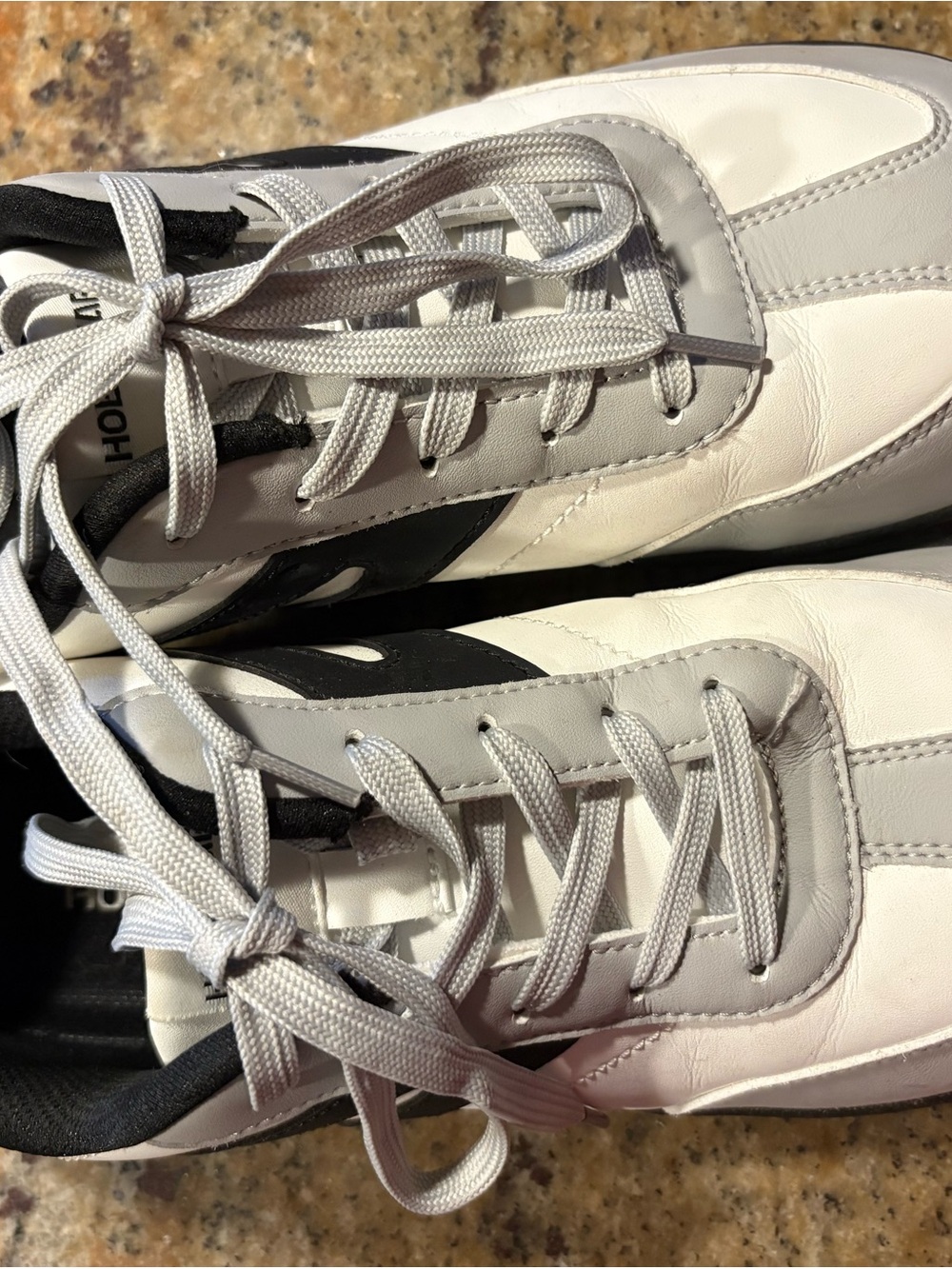 9.5 Hobibear Barefoot White and Black Women's Leather Sneakers